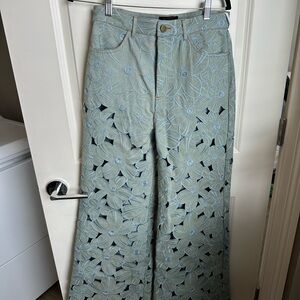 Cynthia Rowley Embroidered Wide-Leg Jeans